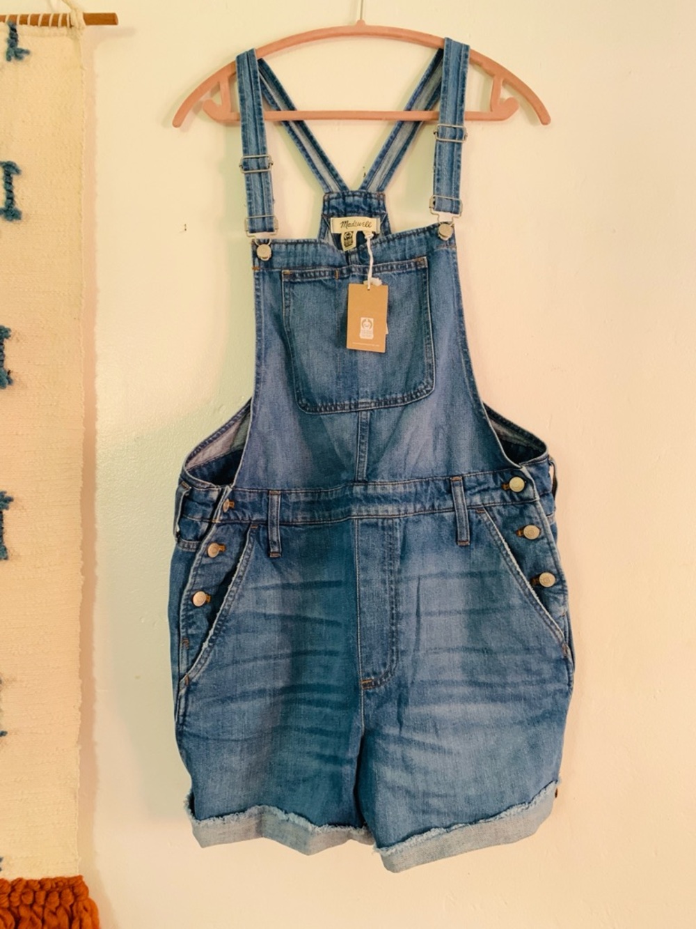 Madewell XL Denim Short Overalls in Blue NWT